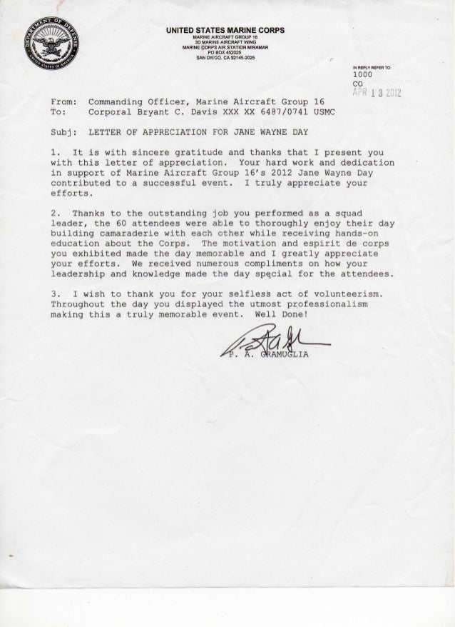 letter of appreciation navy award points certificate of commendation usmc medal